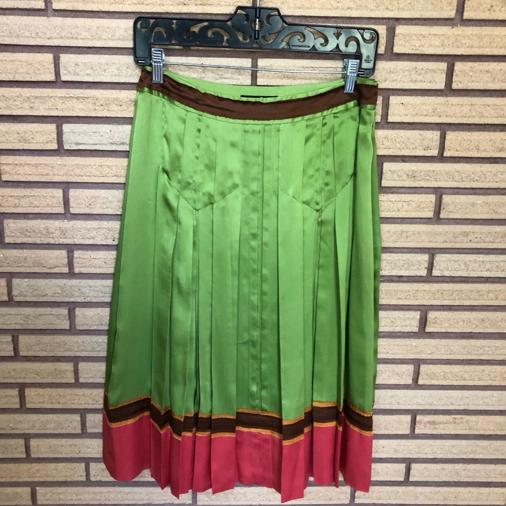 Ombré Pleated Silk Skirt - Size 4 - Sara Jane - Waist 28" - Women's Midi Skirt